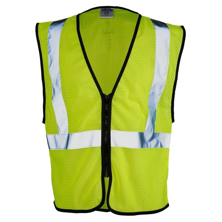 KISHIGO L-XL, Lime, Class 2, Zipper Mesh Vest- Economy 1547-L-XL